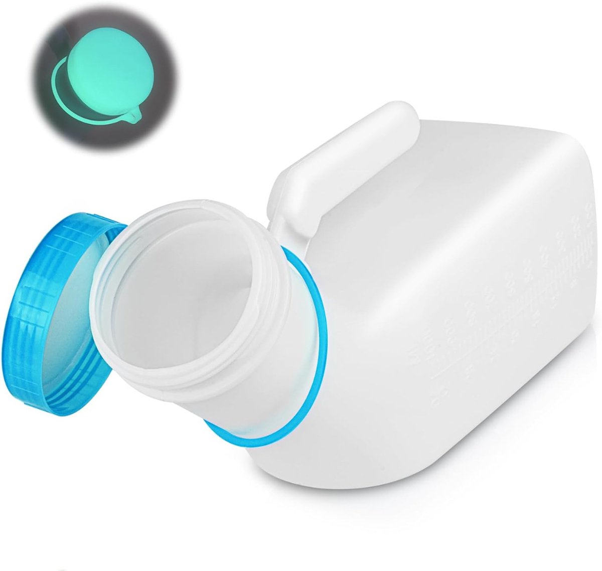 Urinaal Mannen - Urinefles Voor Mannen - 1000 Ml, Voor Mannen, Lichtgevend In Het Donker, Met Schroefdop - Stevige, Morsbestendige, Draagbare Urineflessen Voor Volwassenen, Ouderen En Kinderen - Voor Op Reis (Blauw)