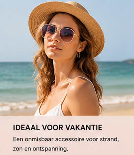 Dames Zonnebril Zonder Sterkte - Modieuze Theeroze Zonnebril met UV Bescherming — afbeelding 3