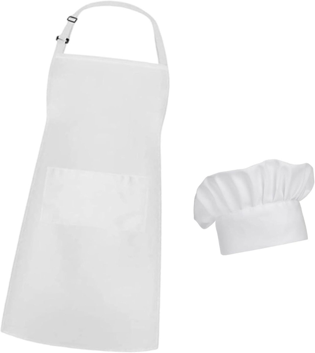 Kookschort Met Koksmuts - Keuken Set - Koken en Bakken - Verstelbare Banden - 30 x 24 cm - Wit