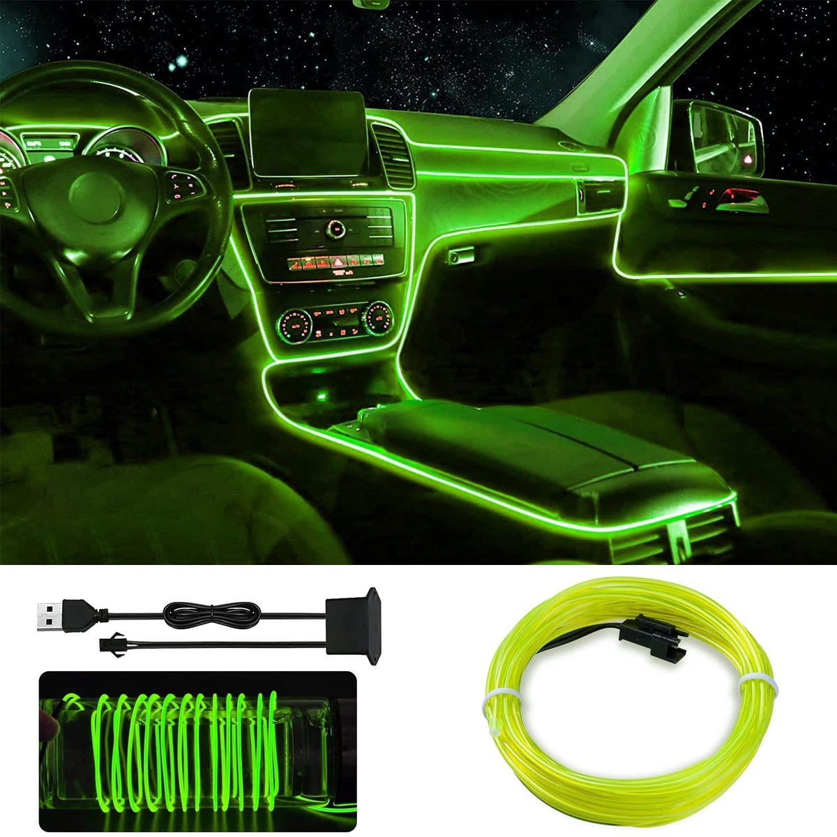 aladdien - LED binnenverlichting auto - Makkelijk te installeren - Multikleurige sfeerlicht - LEDstrip - Neon verlichting - Voor een sfeervolle rit ...