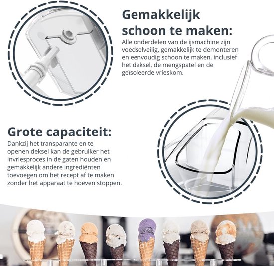 IJsmachine - IJsmaker - Softijs Machine Voor Thuis - 1,5 Liter - Wit van Merkloos — afbeelding 2