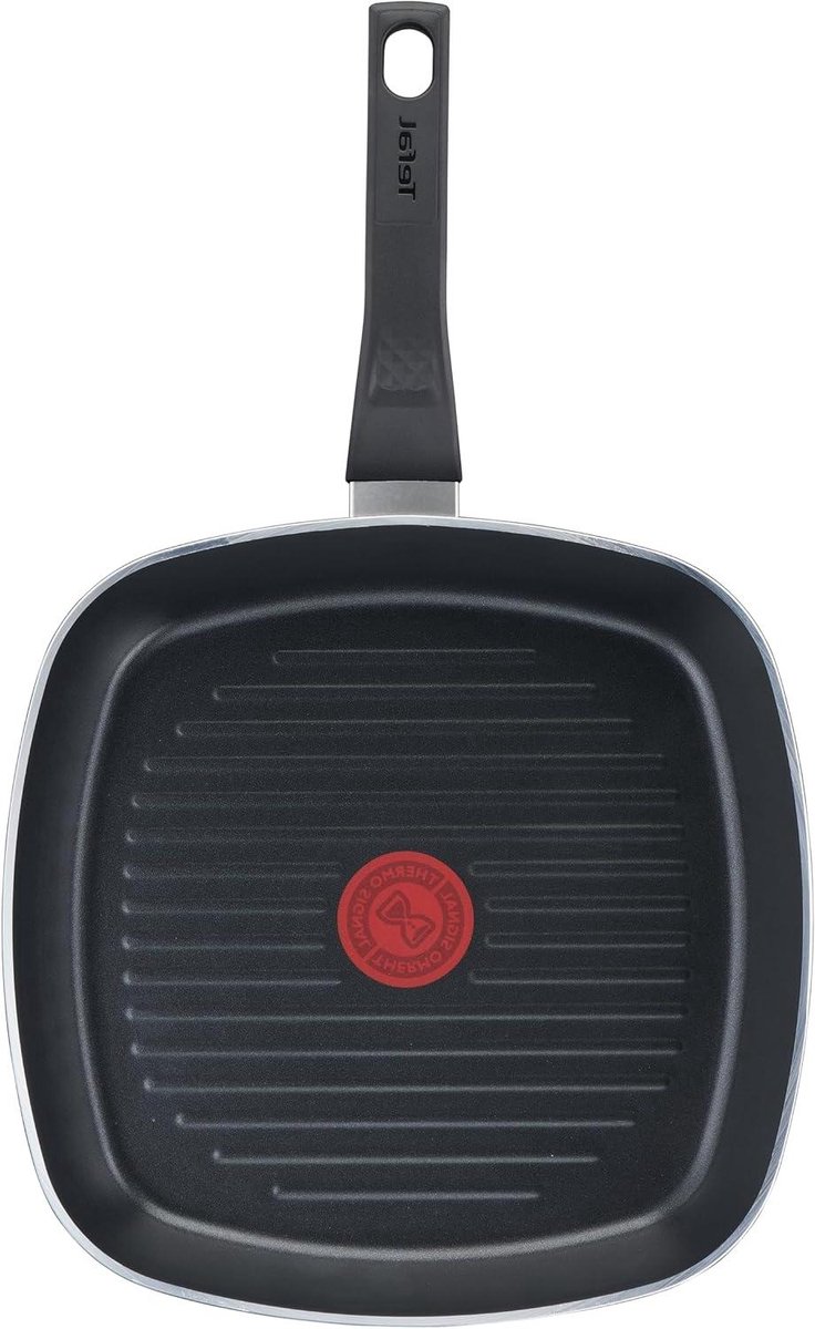 Grillpan Koekenpan Lekker Koken Thermo-signaal 26 x 26 cm Zwart