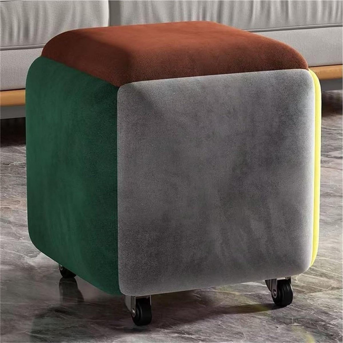Stapelbare Poef - Kubus Kruk - Opbergen Zitten - 5-in-1 Ontwerp - 45 cm - Grijs