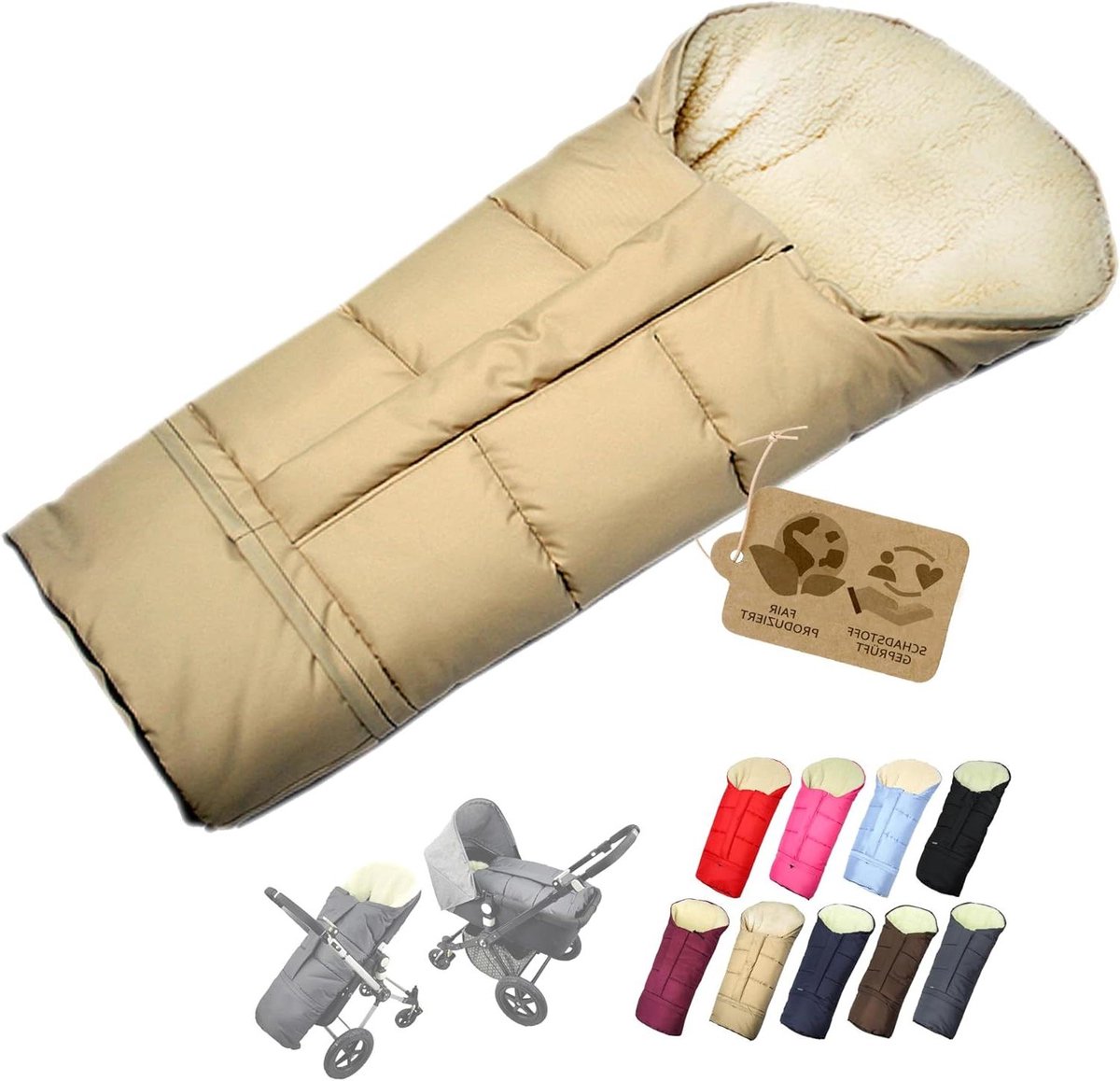Winter voetenzak - Mummy slaapzak - Kinderwagen comfort - Verstelbare lengte - 90-110 cm - Beige