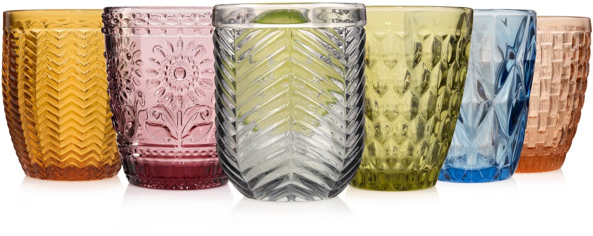 SÄNGER Drinkglazen Set - Porto - 6-delig - Meerkleurig - Vaatwasserbestendig