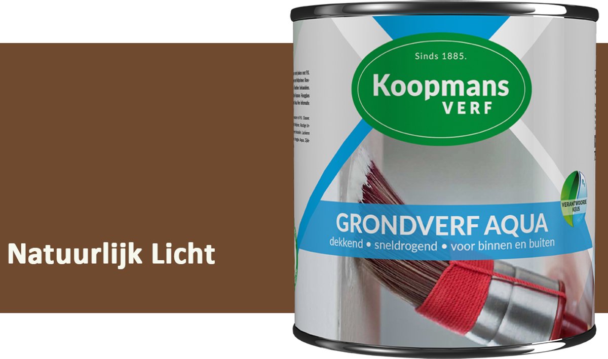 Koopmans Grondverf Aqua – Watergedragen Biobased Grondverf voor Hout & Metaal – Binnen en Buiten – Natuurlijk Licht – 750 ml