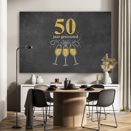 Décoration murale Métal - Peinture Aluminium Industriel - Se marier - 50 ans de mariage - Citations - Dictons - 150x100 cm - Dibond - Photo sur aluminium - Décoration murale industrielle - Pour le salon/chambre