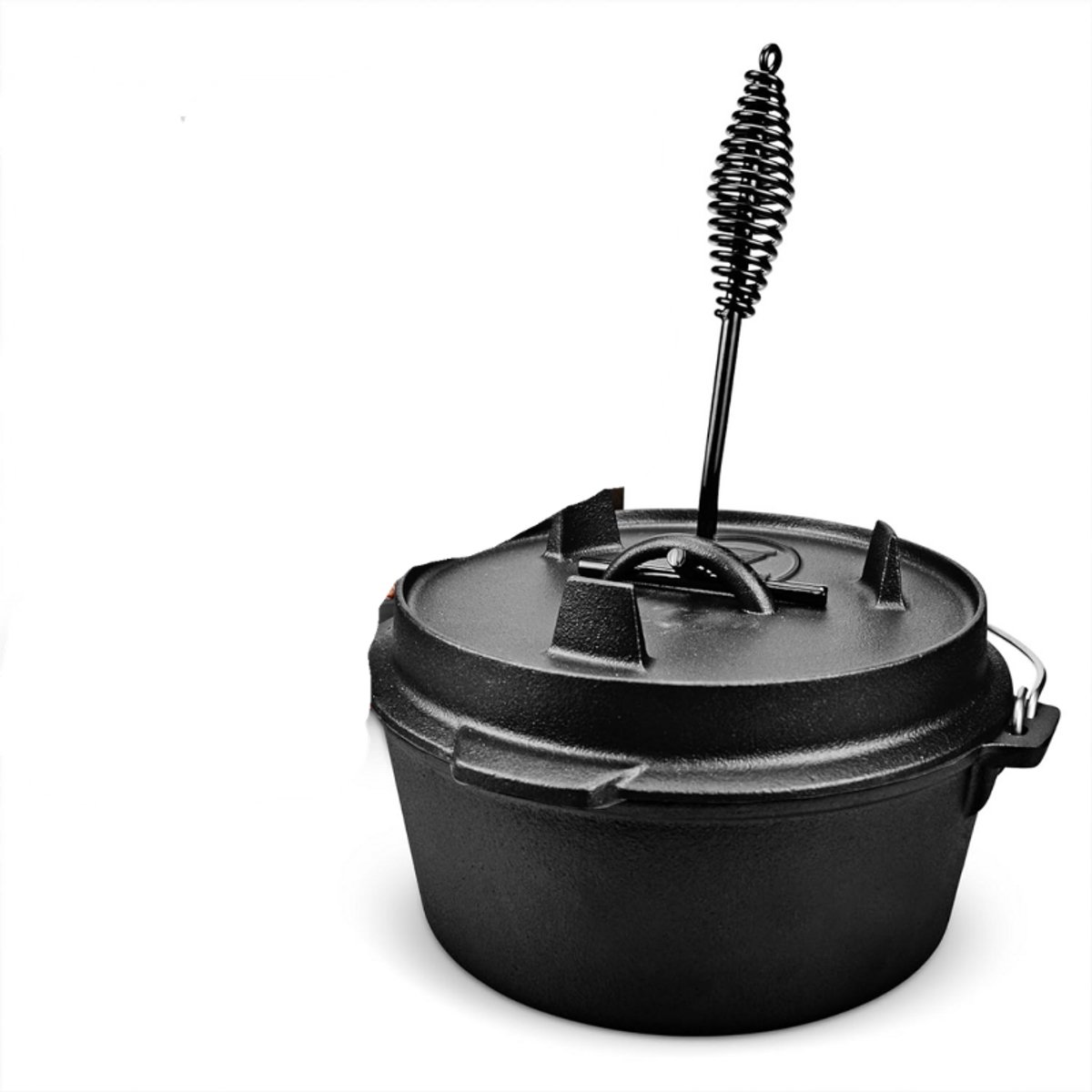 BBQ BOSS Dutch Oven [5 liter inhoud] Gietijzer – Pan – Stoofpot – Gietijzer – Vuurpot – Stoofschotel – Met deksel