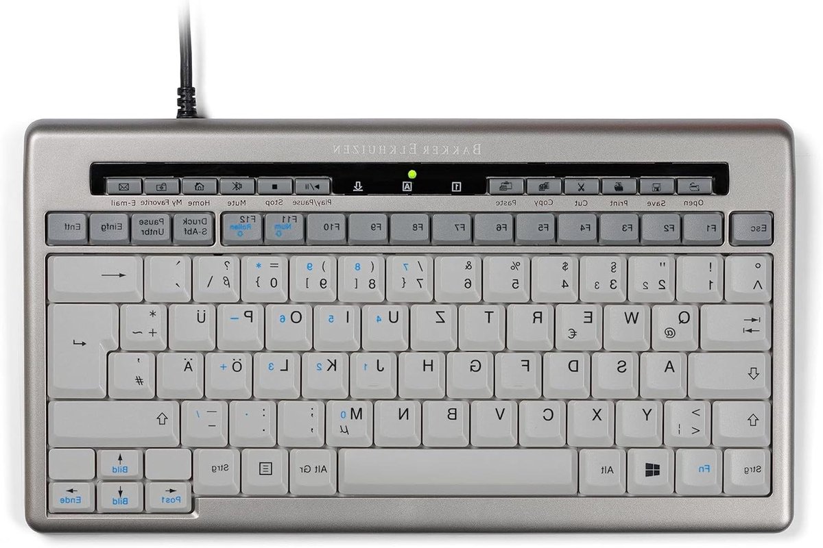 Compact Toetsenbord - Klein QWERTZ Toetsenbord - Efficiënt Werken - Geïntegreerde Multimedia Toetsen - Duits QWERTZ Layout - Lichtgrijs Wit