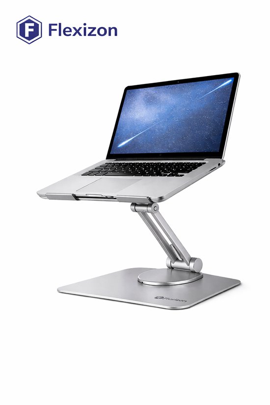 Flexizon® aluminium laptopstandaard – 360° draaibaar – in hoogte verstelbaar