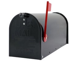 Amerikaanse Brievenbus - Aluminium - 48 cm Diep - met Rode Vlag - voor Buiten aan Hek, Paal of Muur - Zwart