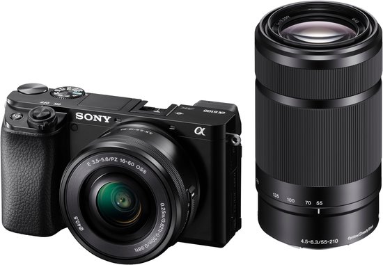 Sony A6100 + 16-50 + SEL 55-210 - APS-C Systeemcamera – Zwart