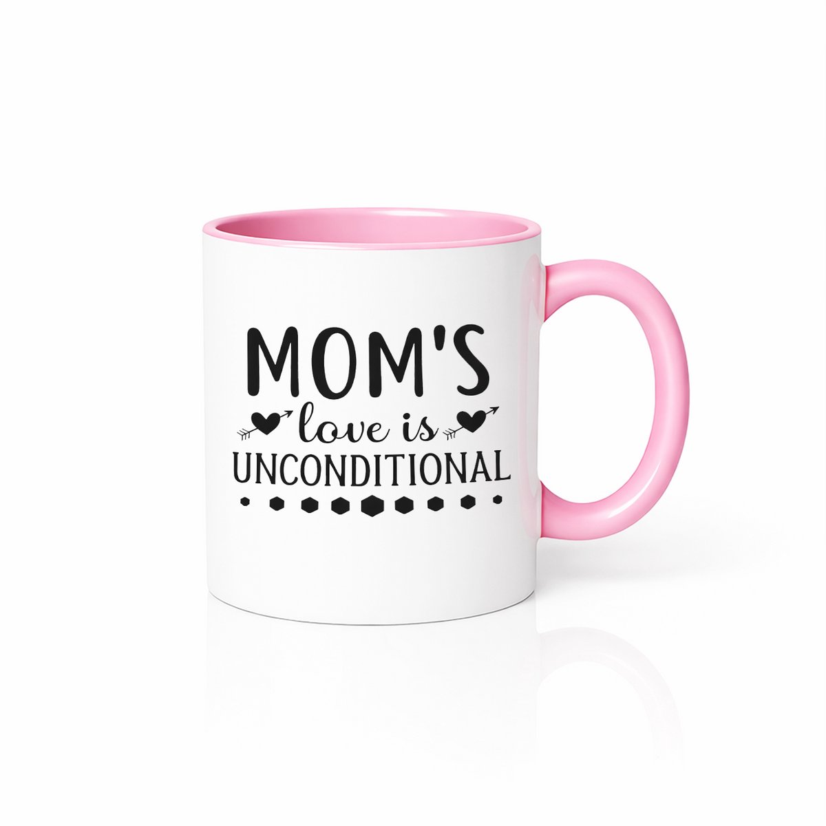 Mom's Love is Unconditional Keramische Mok - Emotioneel Moederdag Cadeau - Roze/Wit