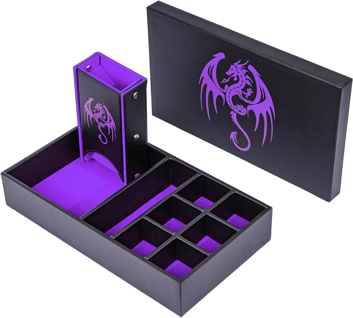 Dice Box - Dice Tower - RPG Spel Opslag - 4-in-1 Multifunctioneel - 2 x 2 x 1.45 inch - Paars