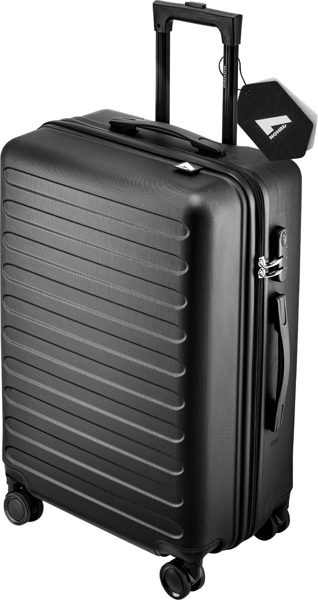 NOHRD Koffer 70L - 65.5x44x27 cm - Reiskoffer Medium met Spinner Wielen - Lichtgewicht - Trolley - Cijferslot - Zwart