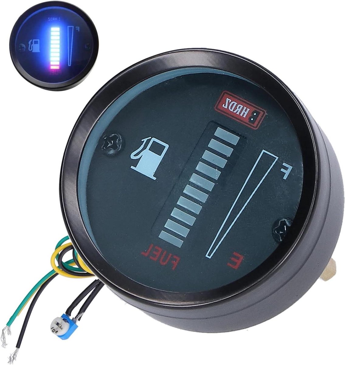 LED Brandstofmeter - Brandstofindicator Indicator - Brandstofniveau Tonen - Met Vertragingscircuit - 52 Mm - Blauw Geel Rood