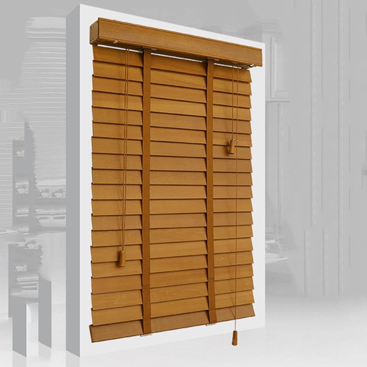 Houten Jaloezieën - Vensterdecoratie Raambekleding - Privacy en Zonwering - Massief Houten