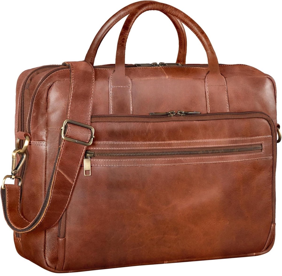 Leren Laptoptas - Laptoptas - Leren Tas - Luxe Leren Laptoptas - Werktas - Schoudertas - Business Tas - Leren Business Tas - 15,6 inch - Bruin - van Imperatoris