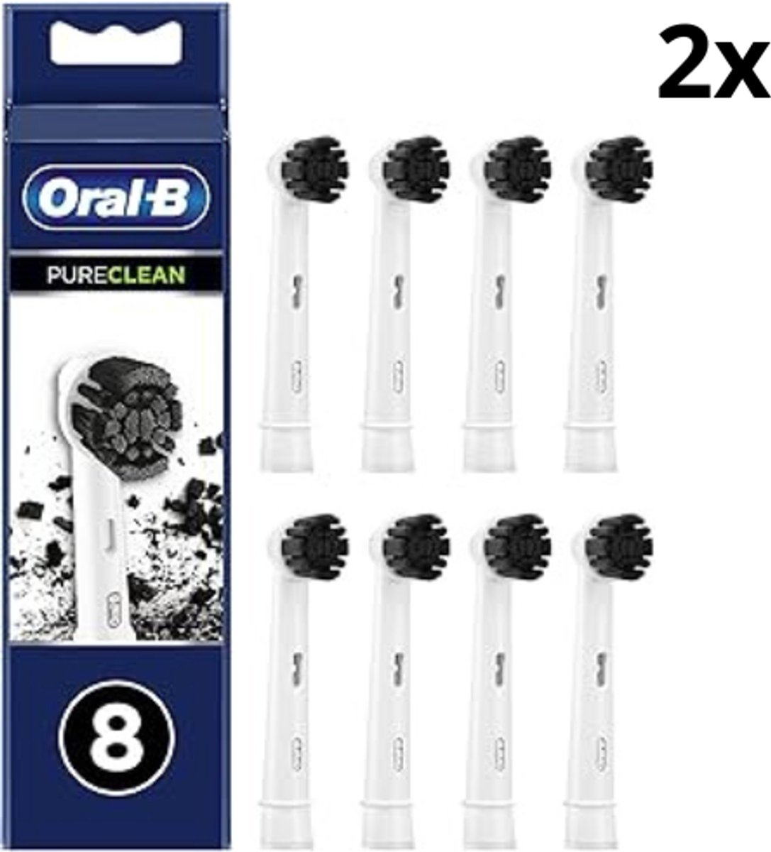 Oral-B Pure Clean Charcoal Opzetborstels - 2 x 8 stuks