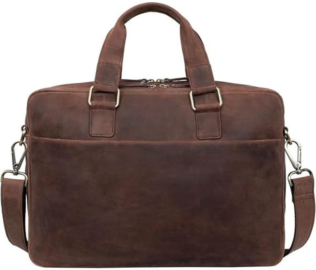 Leren Laptoptas - Laptoptas - Leren Tas - Luxe Leren Laptoptas - Werktas - Schoudertas - Business Tas - Leren Business Tas - 15,6 inch - Donkerbruin - van Imperatoris