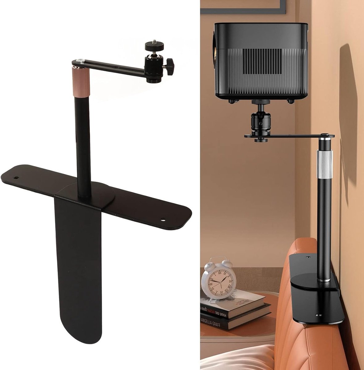 Verstelbare Mini Projector Stand voor Muur, Rotatable en Hoogte Aanpasbaar, Universele Statief voor Sofa, Bureau en Slaapkamer (Zwart)