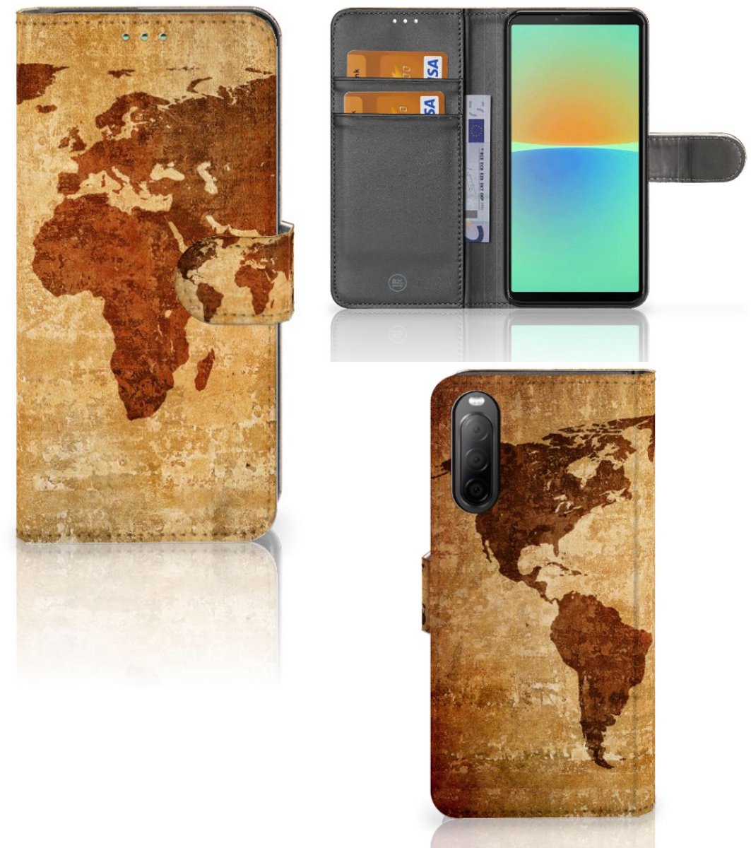 Sony Xperia 10 IV Flip Cover Wereldkaart