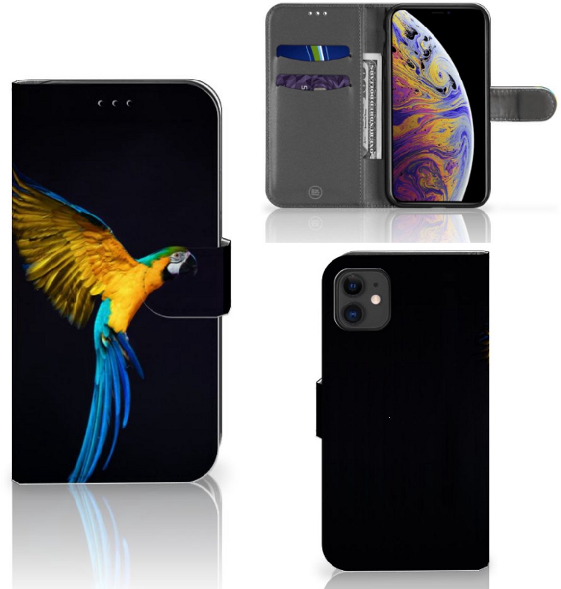 Apple iPhone 11 Telefoonhoesje met Pasjes Papegaai