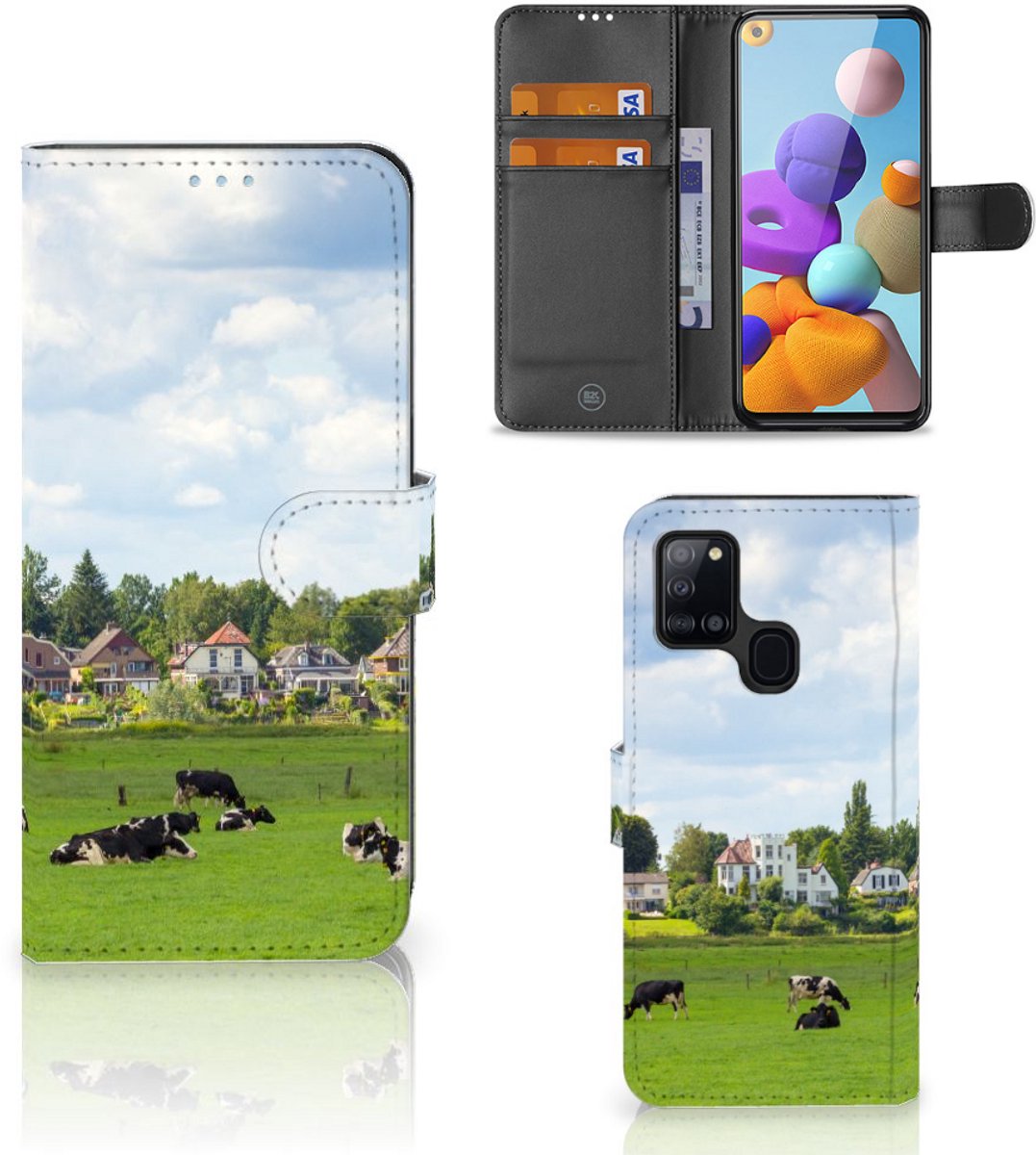 Samsung Galaxy A21s Telefoonhoesje met Pasjes Koeien