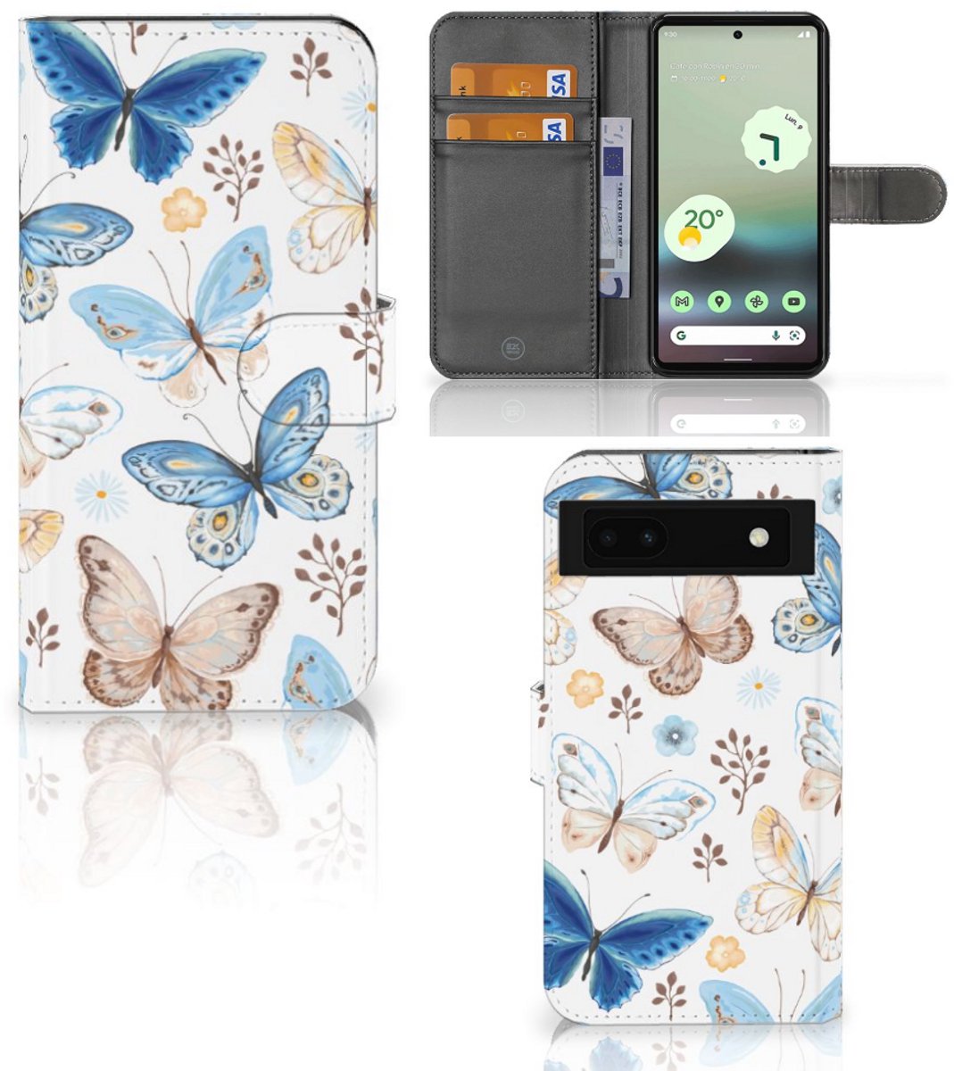Telefoonhoesje met Pasjes voor Google Pixel 6A Vlinder