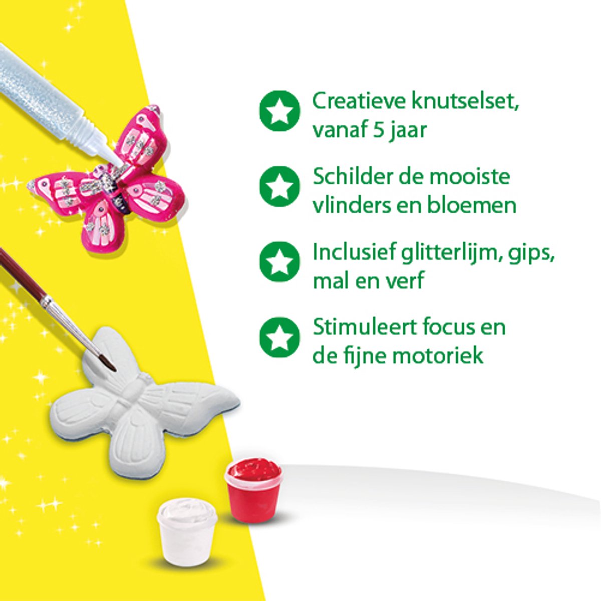 SES Creative - Hobby Pink - Gieten en Schilderen - Vlinders en Glitters - Knutselen Meisjes - Sneldrogend - Vanaf 5 jaar — afbeelding 3