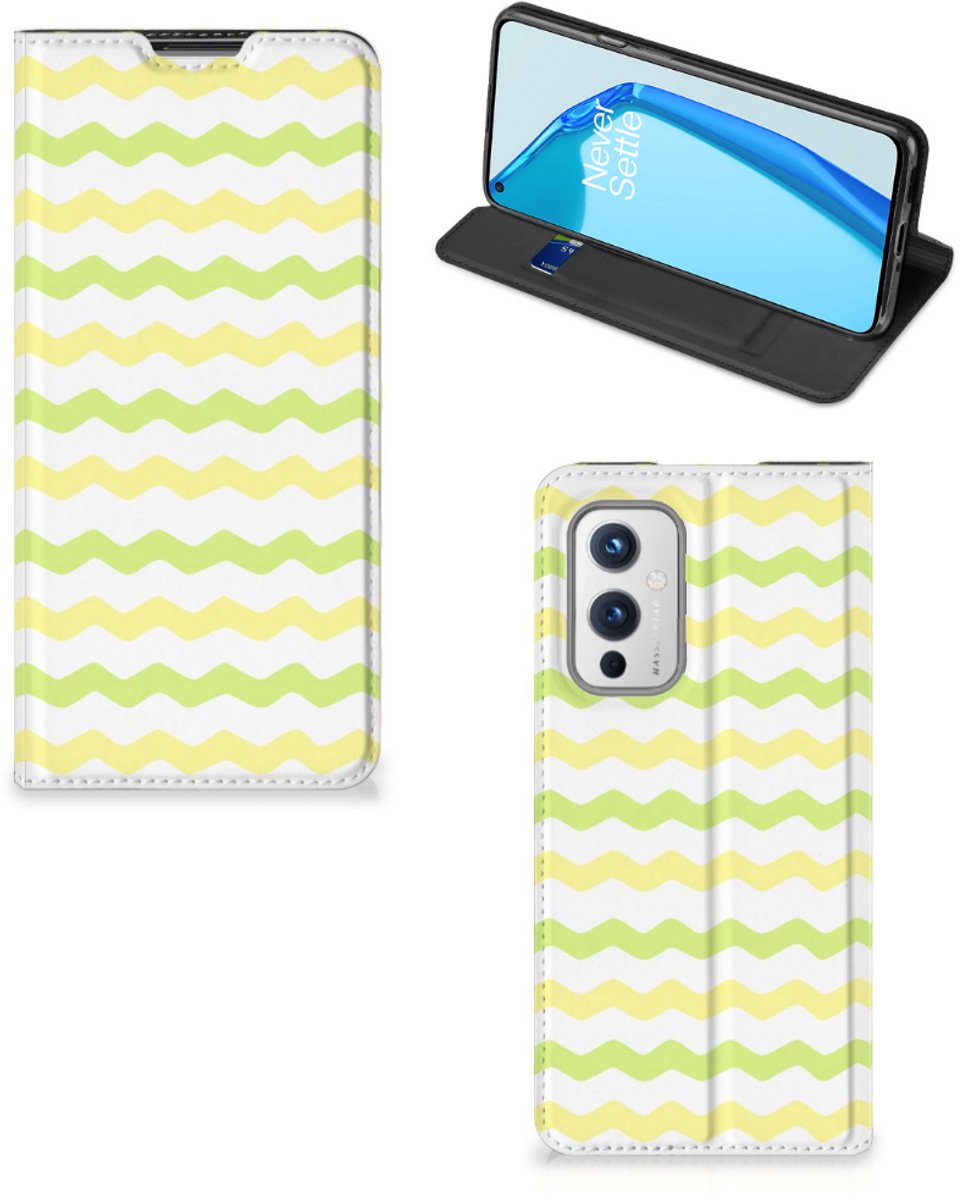 OnePlus 9 Hoesje met Magneet Waves Yellow