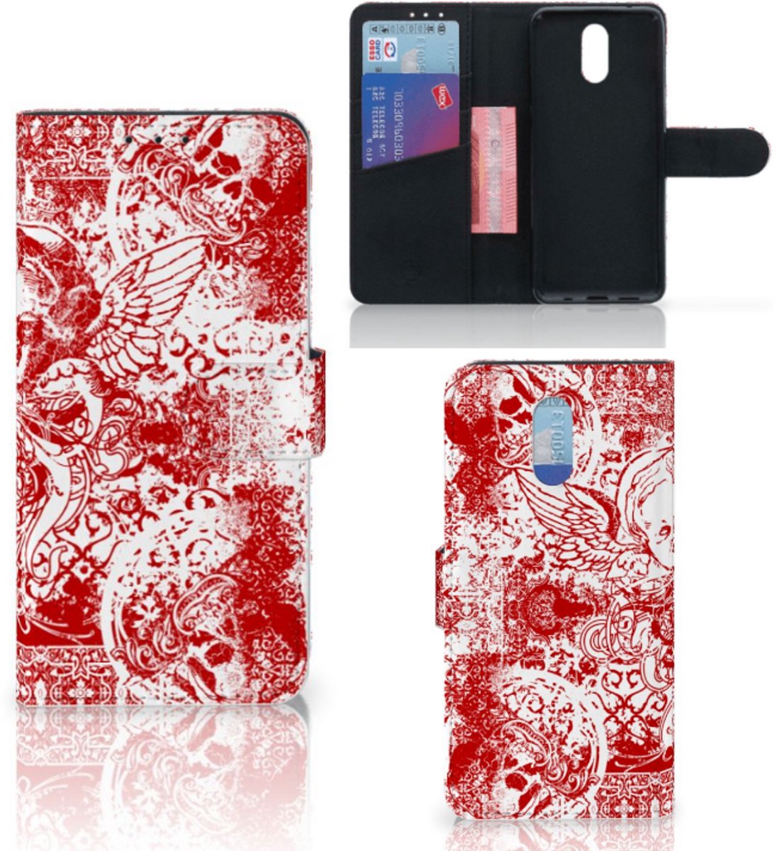 Book Case voor Telefoonhoesje met Naam Nokia 2.3 Angel Skull Rood
