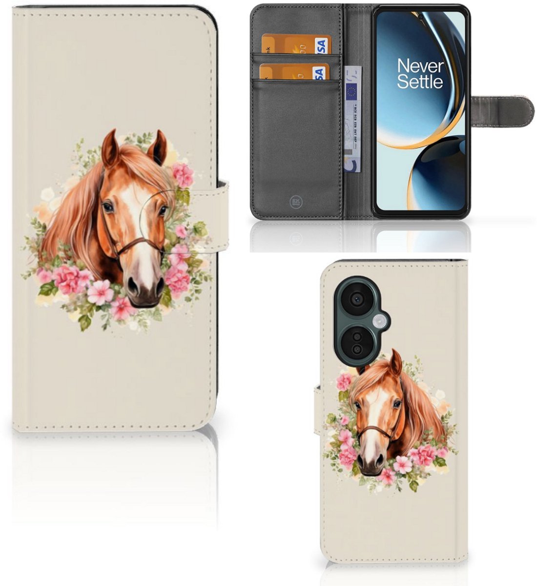 Telefoonhoesje met Pasjes voor OnePlus Nord CE 3 Lite Paard