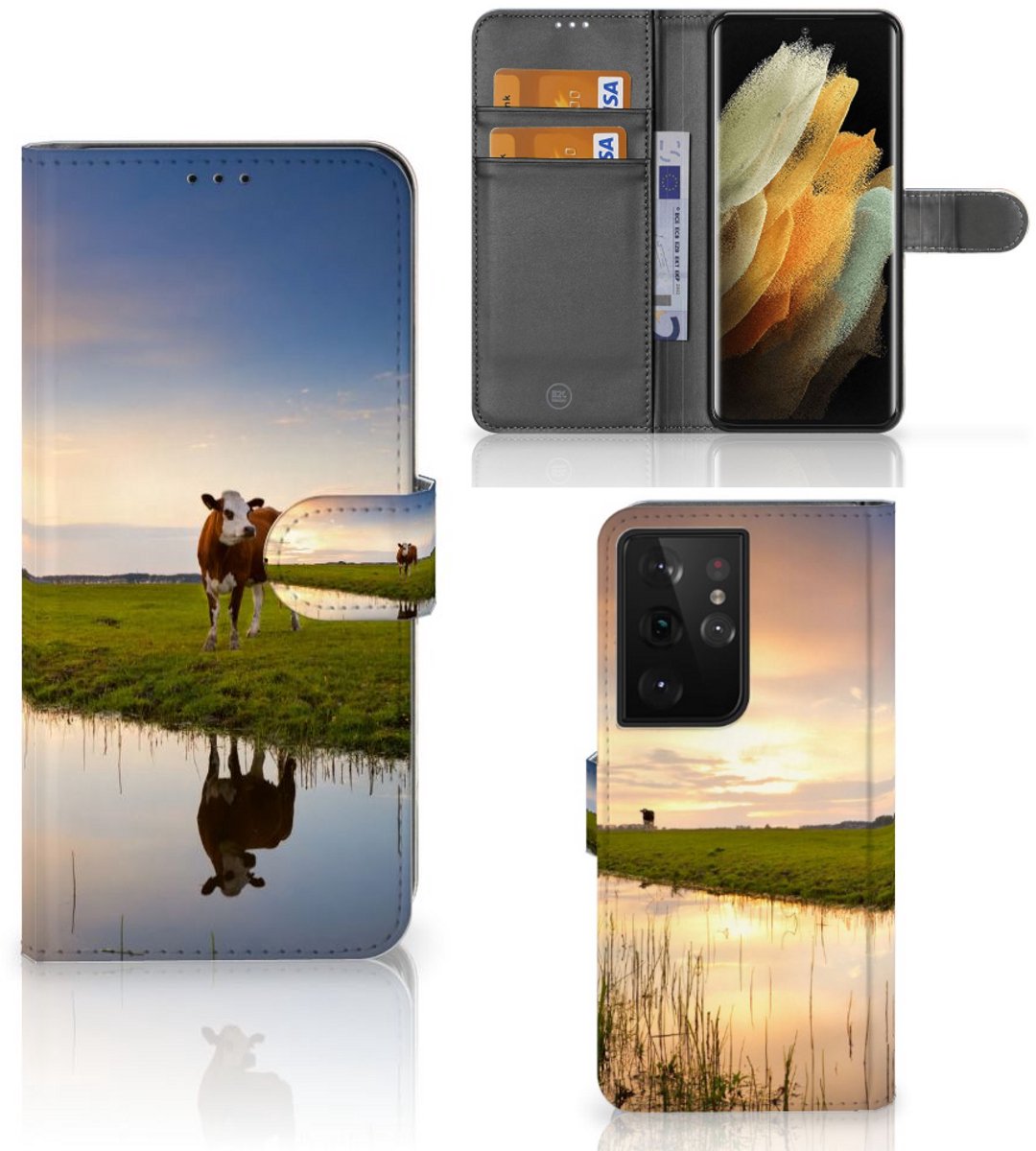 Samsung Galaxy S21 Ultra Telefoonhoesje met Pasjes Koe