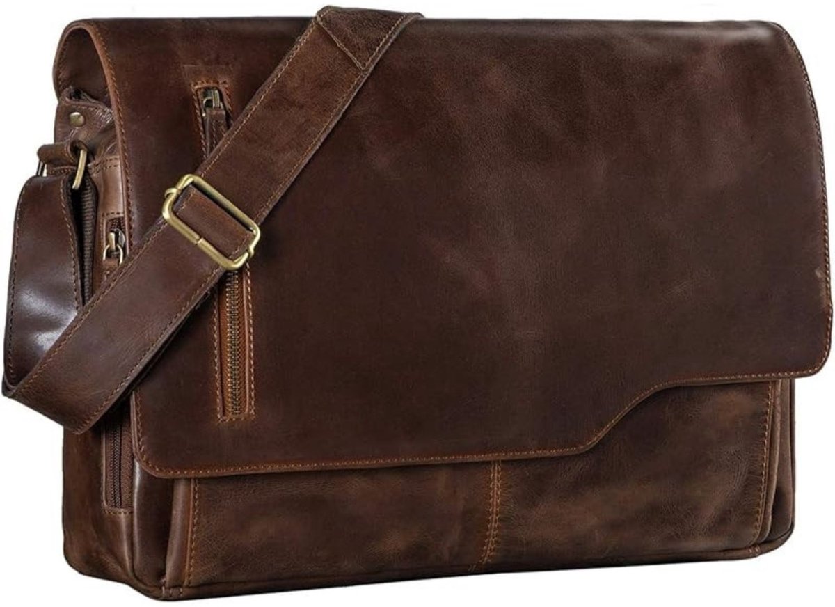 Leren Laptoptas - Laptoptas - Leren Tas - Luxe Leren Laptoptas - Werktas - Schoudertas - Business Tas - Leren Business Tas - 15,6 inch - Bruin - van Imperatoris