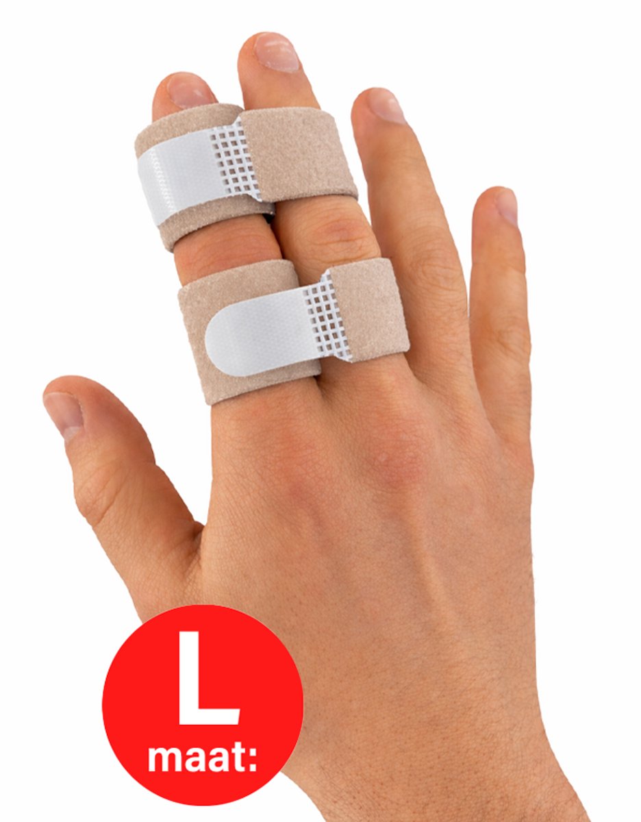 Buddy loops vingerspalk met klittenband maat L - 2 stuks -Huidskleur - Vingertape