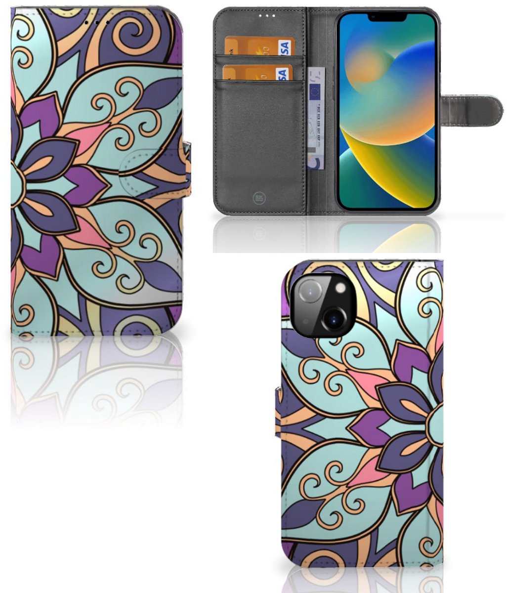 iPhone 14 Plus Hoesje Purple Flower