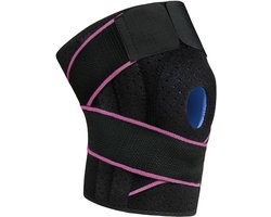Kniesteunbrace voor mannen en vrouwen, verstelbare compressie kniepatellapeessteunbrace voor artritis, gewrichtspijn, meniscusscheur, ACL, MCL, tendinitis, hardlopen (Roze)