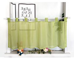 Vitrage Kort Gordijn - Keukengordijn Bistrogordijn - Keuken Woonkamer - Effen Transparant - 60x145 cm - Groen