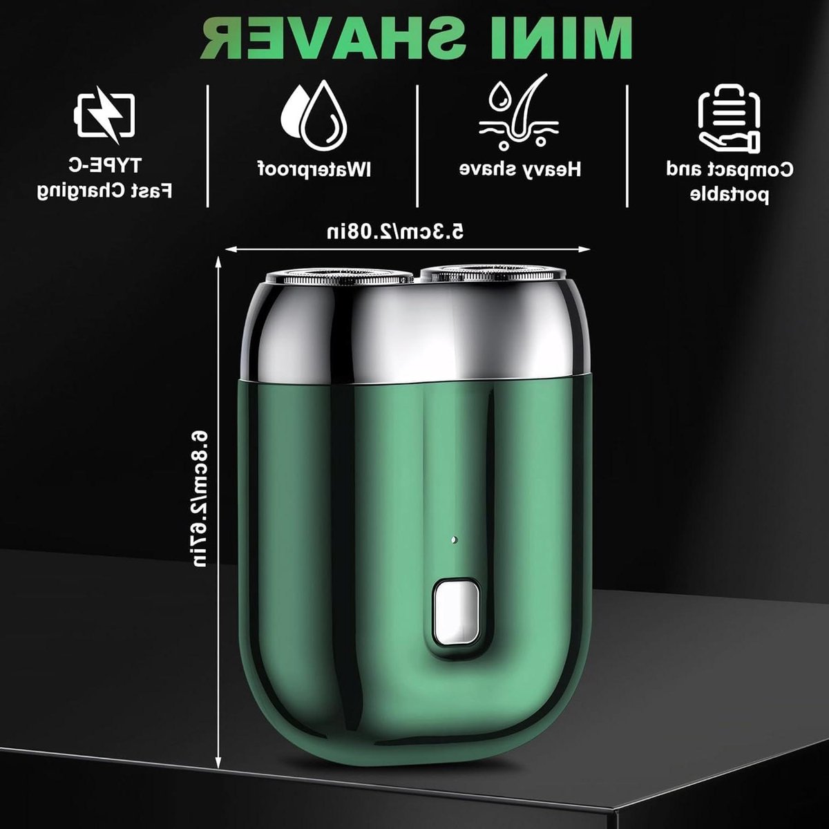 Mini Elektrisch Scheerapparaat - Reis Scheerapparaat - Snel Scheren - IPX7 Waterdicht - Compact Formaat - Groen