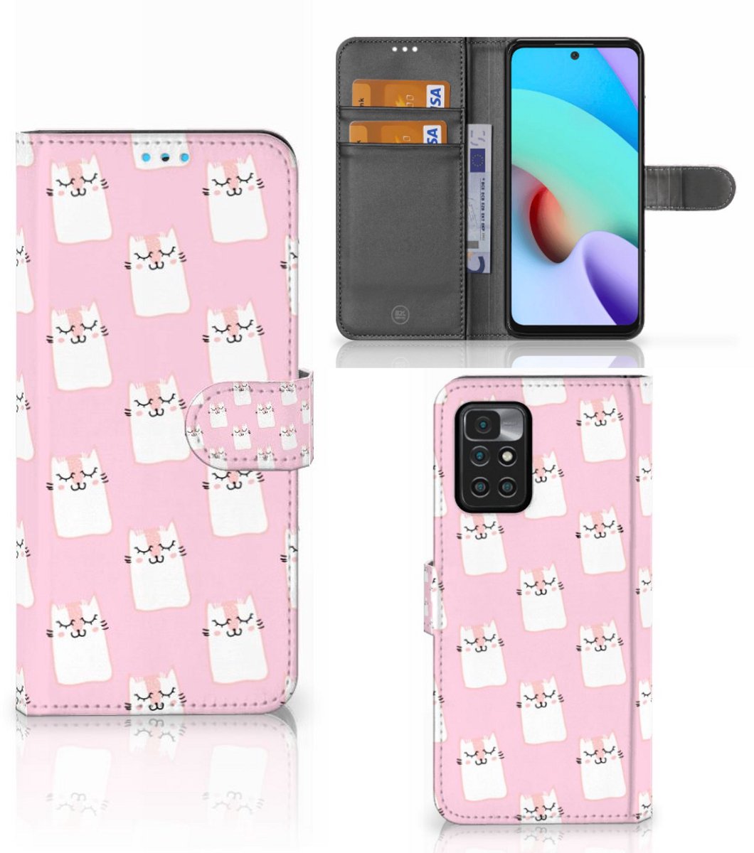 Xiaomi Redmi 10 Telefoonhoesje met Pasjes Sleeping Cats