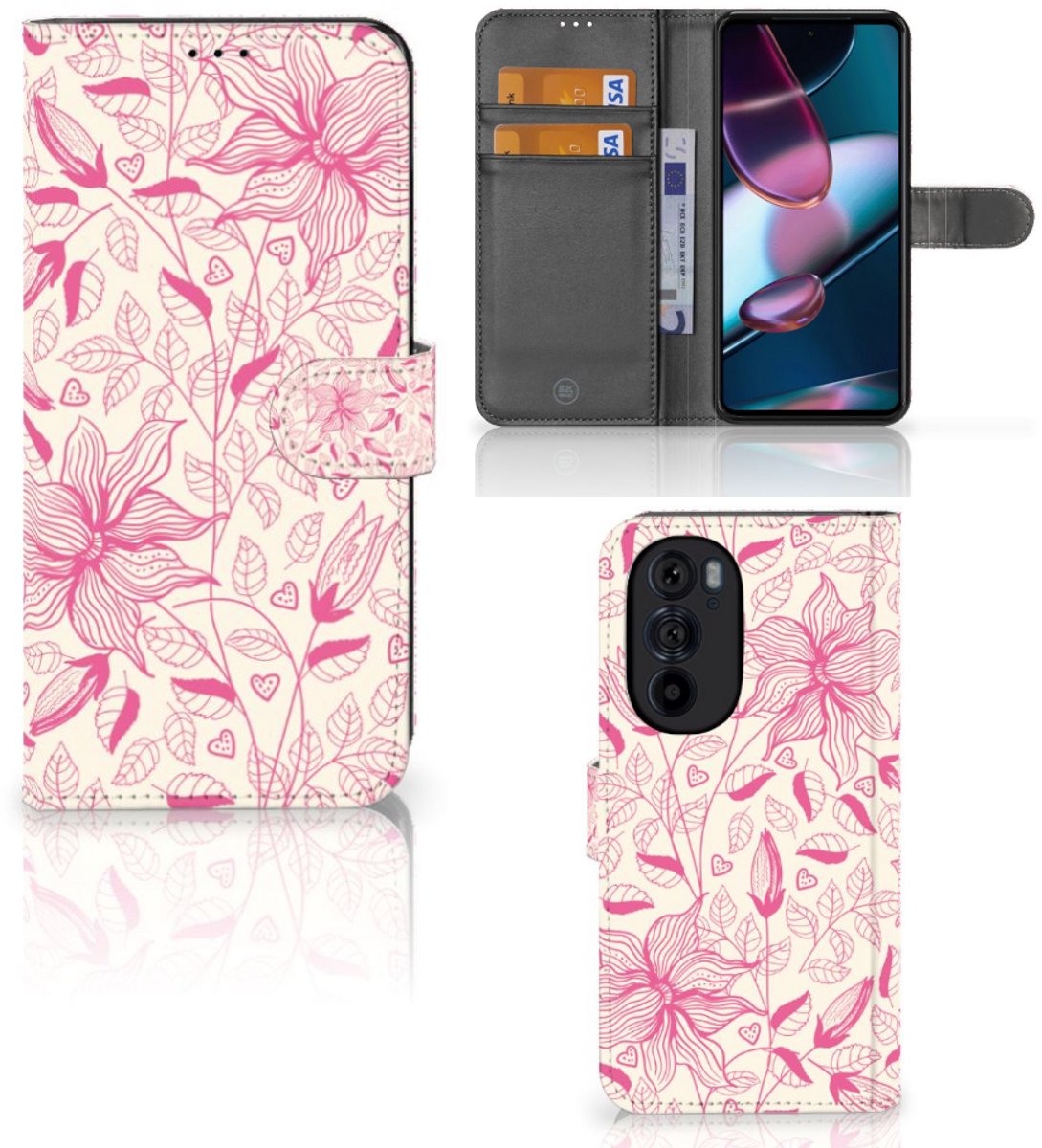 Motorola Edge 30 Pro Hoesje Pink Flowers