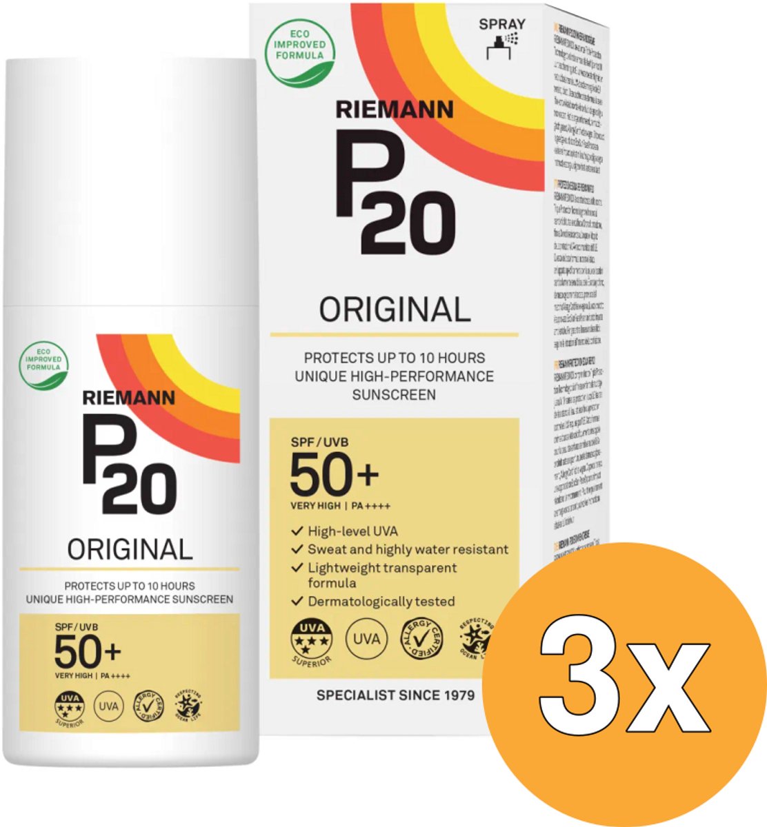 3x Riemann P20 Original SPF50 Spray (175 ml)