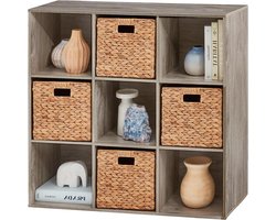Best Choice Products 9-Cube Opslag Plank Organizer Boekenplank Systeem, Display Cube Planken Compartimenten, Aanpasbaar met 3 Verwijderbare Achterpanelen - Greige