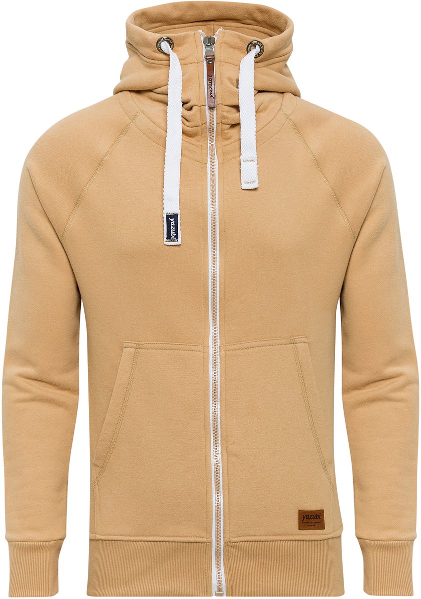 Yazubi Heren Hoodie Jacob – Regular Fit – Katoenmix Stretch – Okergeel – Rits & Kap