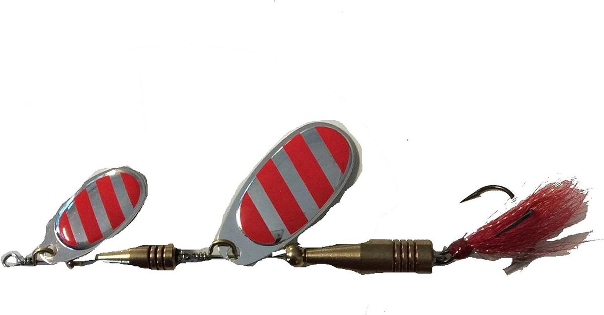 Geklede Tandem Spinner - Dubbel Blad Lokaas - Vissen op Snoek - Dubbel Blad Ontwerp - 20 g - Gestreept
