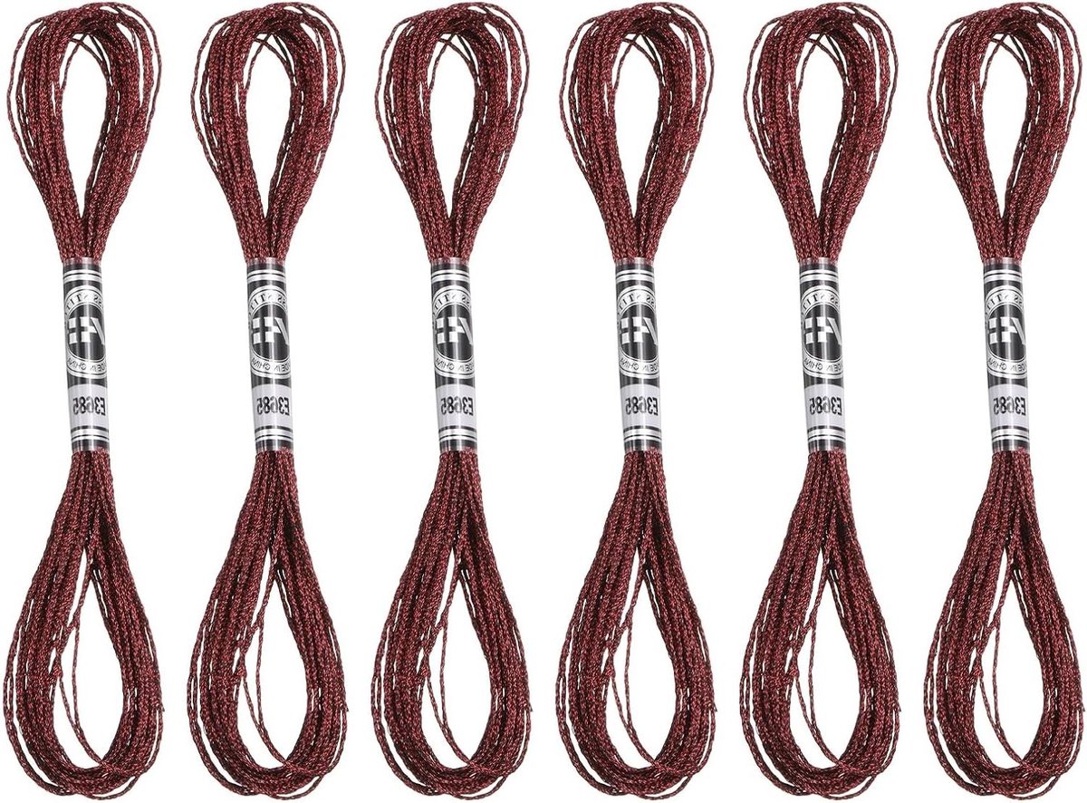 Borduurdraad Nylon - Borduurgaren Floss - Kruissteek Versieringen - 12 Strengen per Draad - 6 x 8 meter - Donkerrood