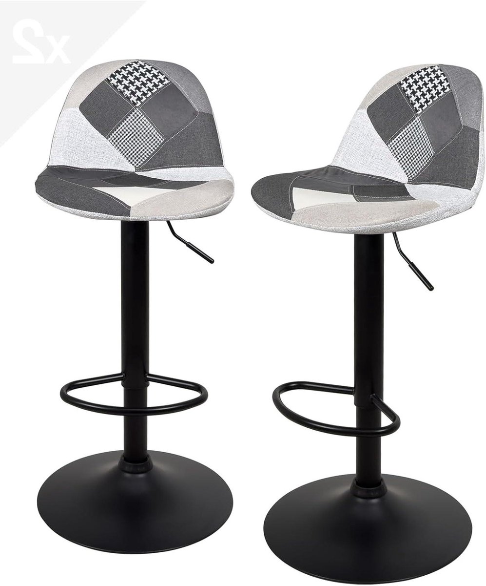 Barkrukken Set van 2 - Barstoelen Patchwork - Zitten aan Bar - In hoogte verstelbaar