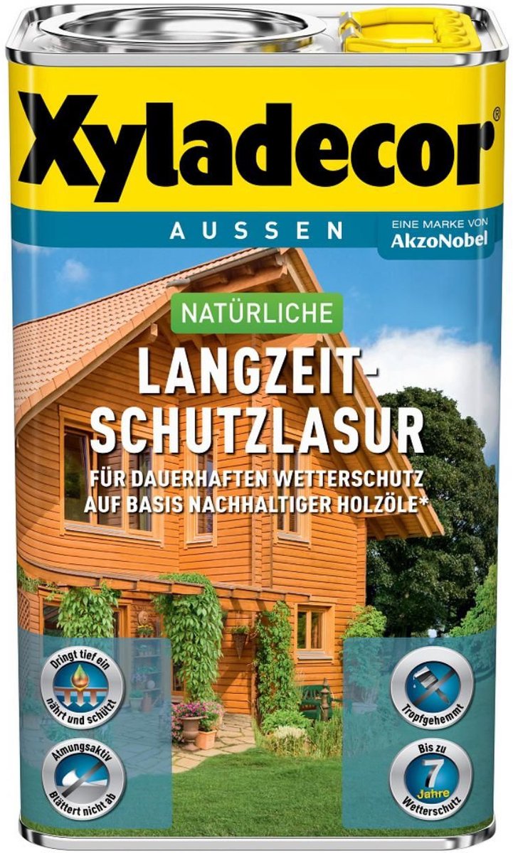 Xyladecor Langzeitschutzlasur – Houtbeits voor buiten – Noten (Nussbaum) – 2.5 L