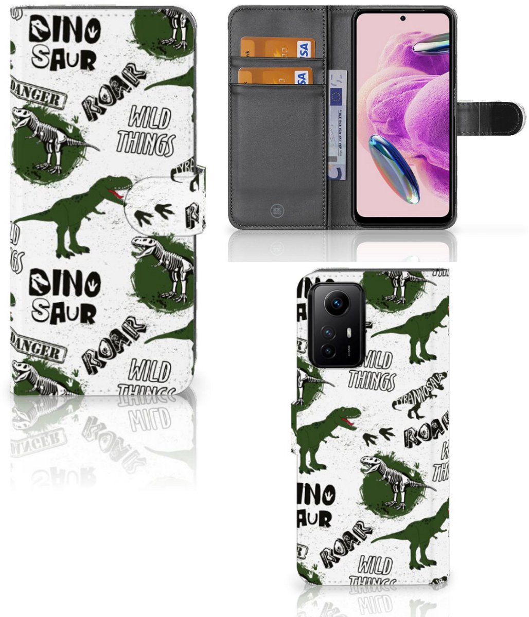 Telefoonhoesje met Pasjes voor Xiaomi Redmi Note 12S Dinosaurus